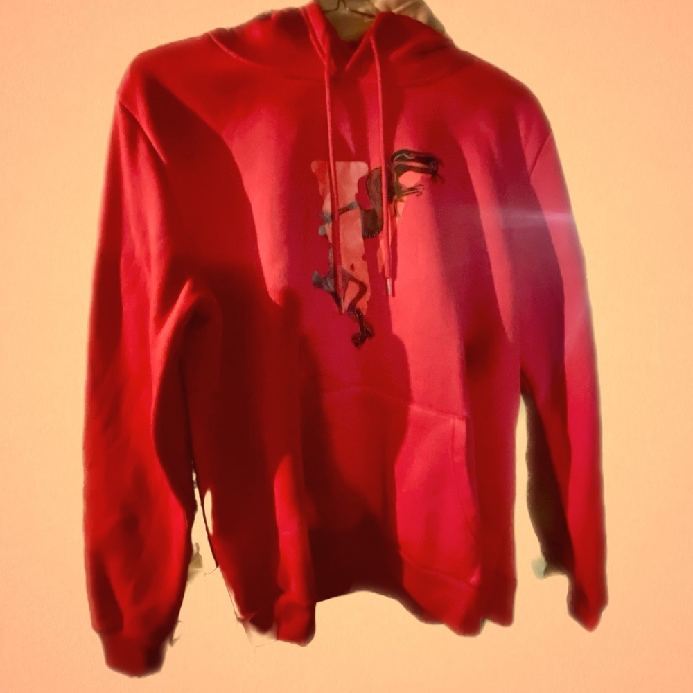 Vlone Red Graphic Hooded Sweatshirt